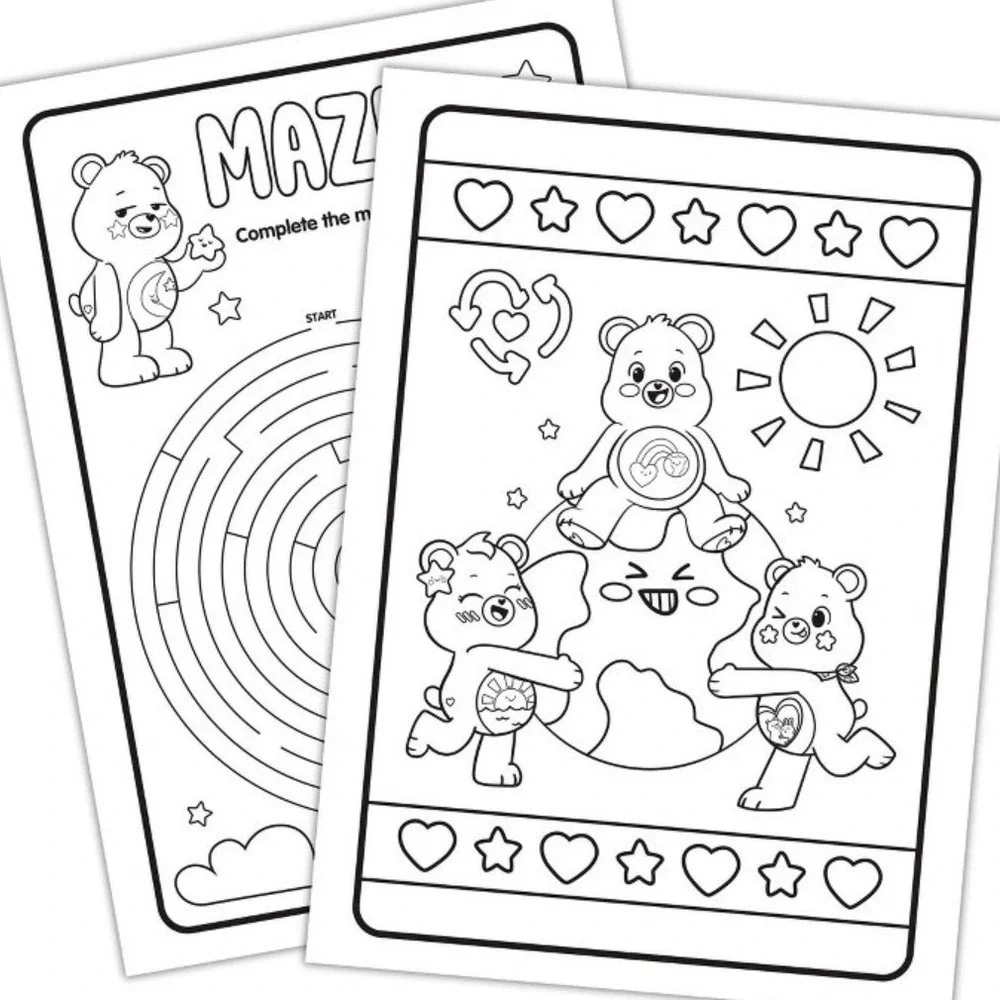Care Bears Stationery Activity Set Jewelry Kit Coloring Book Pouch 4pc Bundle